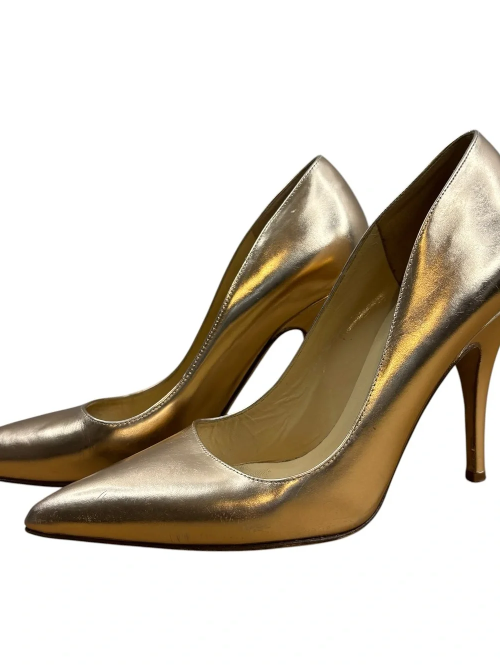 Kate Spade New York heels Stiletto pointed toe pump Rose Gold patent leather 7B.